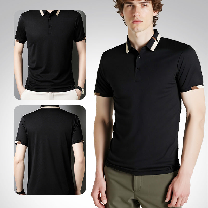 🔥Herren Stretch Ice Silk Kurzarm-T-Shirt mit Revers