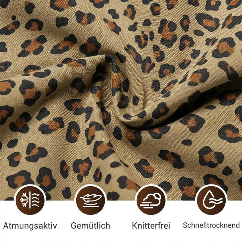 Kapuzenpullover mit Leopardenmuster und Kängurutasche