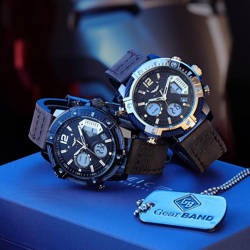 ⏰Black Friday Sale 50 % RABATT💥💥Multifunktionale Herren-Quarz-Sportuhr mit zwei Displays, wasserdicht bis 3 ATM