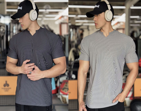 🔥 KAUF 2, BEKOMM 1 KOSTENLOS! 🏋️‍♂️👕 Männer V-Ausschnitt Kurzarm Muscle-Fitness-Shirt Perfekt sitzend, atemaktiv, zeigt deinen sportlichen Stil!