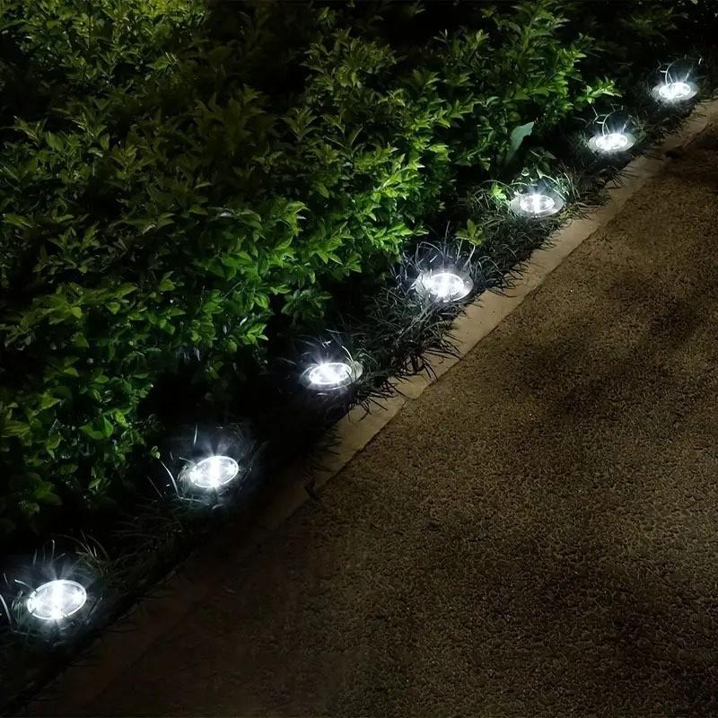 Solar-Bodenleuchte aus Edelstahl mit 8 LED-Lampen