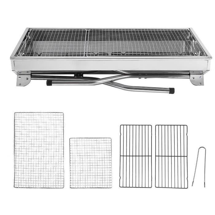 Klappbarer Holzkohlegrill aus Edelstahl für den Garten -73*33,5*70 cm tragbarer, klappbarer Grill -aus Edelstahl