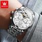 Automatische Herrenuhr Automatikaufzug Blau Edelstahl Tourbillon Mechanisch Leuchtend Wasserdicht Kalender Chronograph Business Luxus Mode