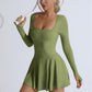 Damen-Sportkleid, einfarbig, mit gekreuztem Rückenausschnitt, 2-in-1