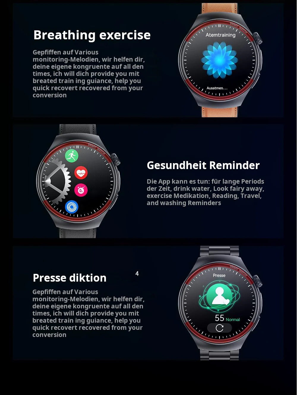 ✨Smart Bluetooth-Uhr · Gesundheitsüberwachungsuhr