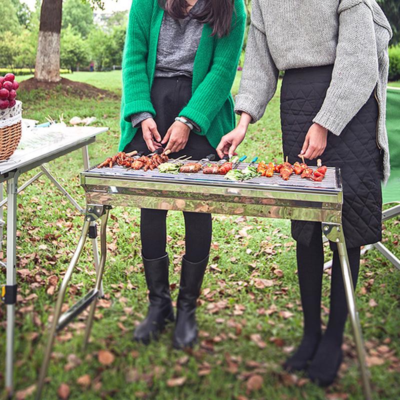 Klappbarer Holzkohlegrill aus Edelstahl für den Garten -73*33,5*70 cm tragbarer, klappbarer Grill -aus Edelstahl