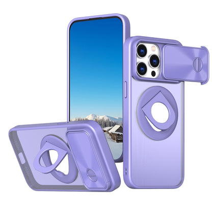 Push Window Lens Shield Rotating Magnetic Holder Phone Case Funda rígida a prueba de caídas