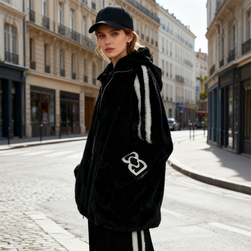 Damen-Freizeitmantel mit Kapuze und Reißverschluss