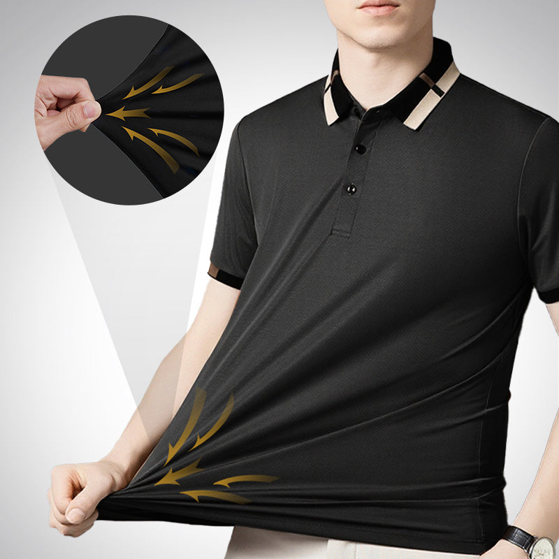 🔥Herren Stretch Ice Silk Kurzarm-T-Shirt mit Revers