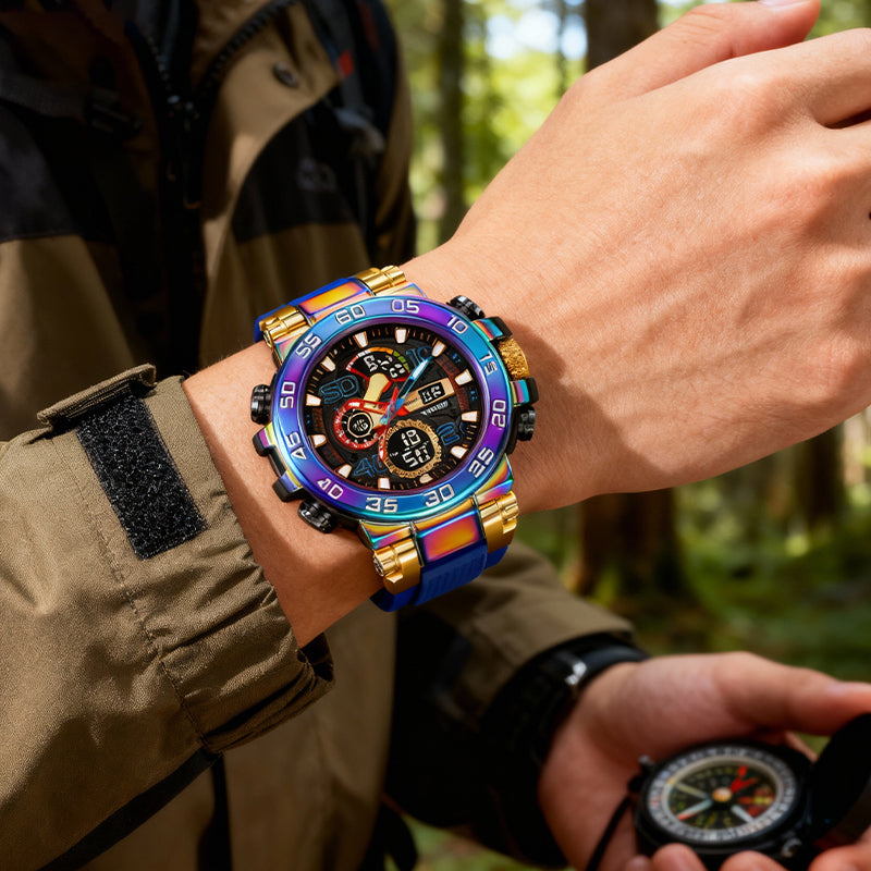 🎨Farbenfrohe Herrenuhr im Punk-Stil mit Quarzwerk