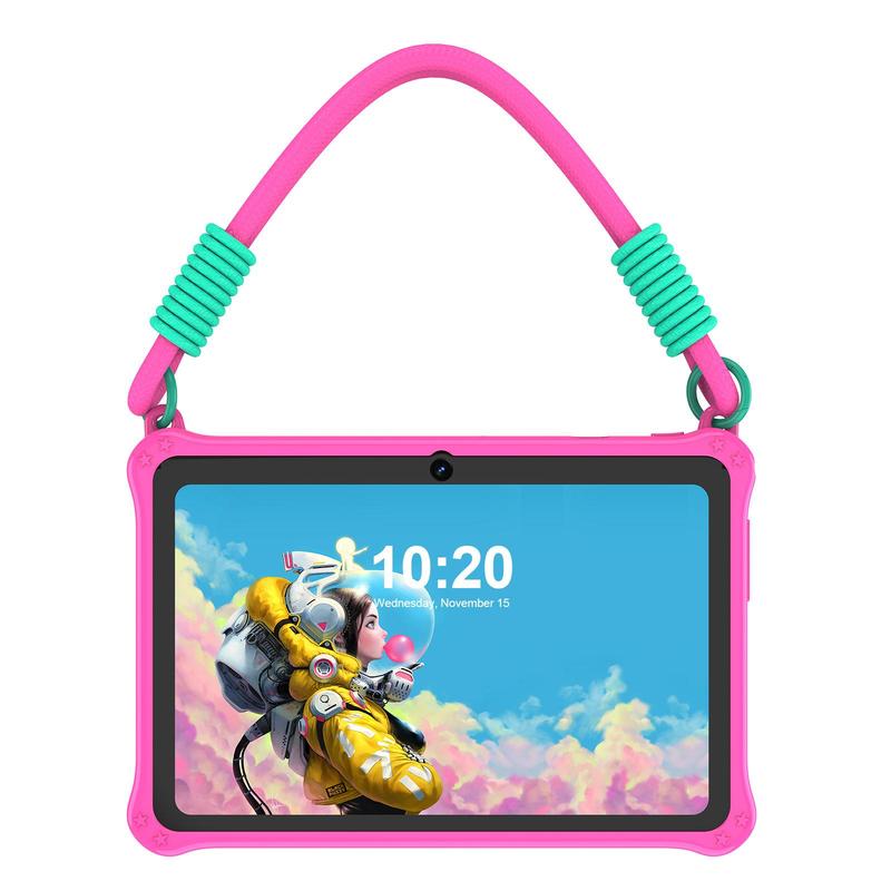 7-Zoll-Kinder-Tablet mit Android 13 OS, 4 GB RAM, 32 GB Speicher, Dual-Kamera, Silikonhülle, Bluetooth-kompatibel und WLAN-fähig, für lernende Kinder