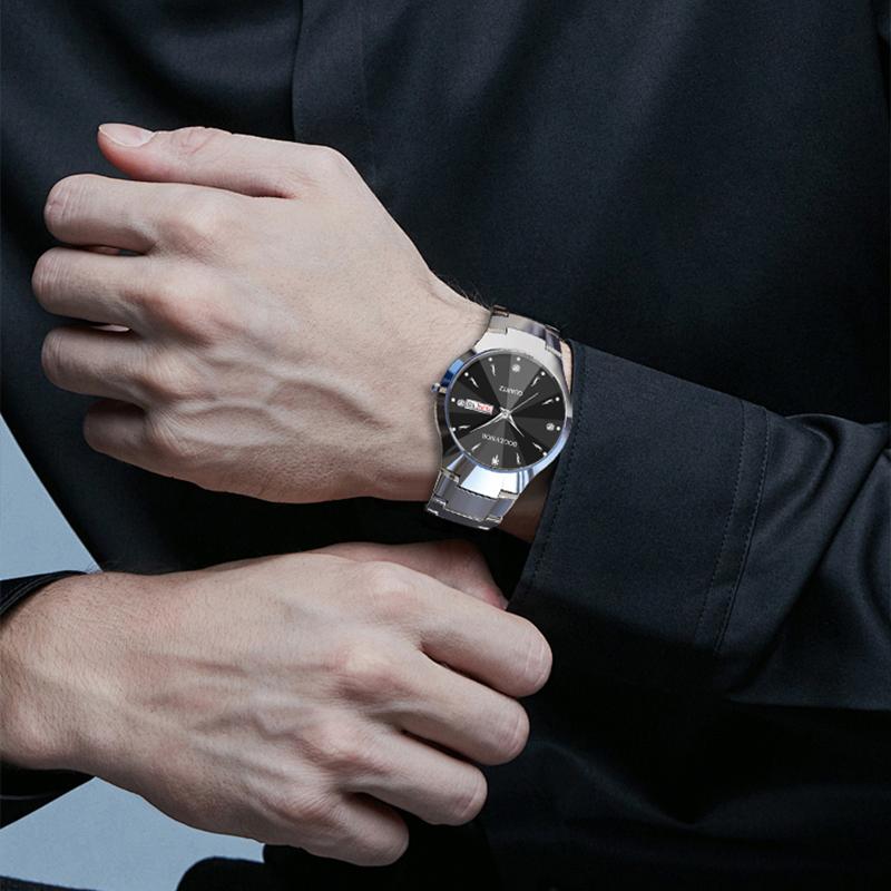 Herrenuhr mit rundem Zifferblatt, für Freizeit und Business, mit Quarzwerk
