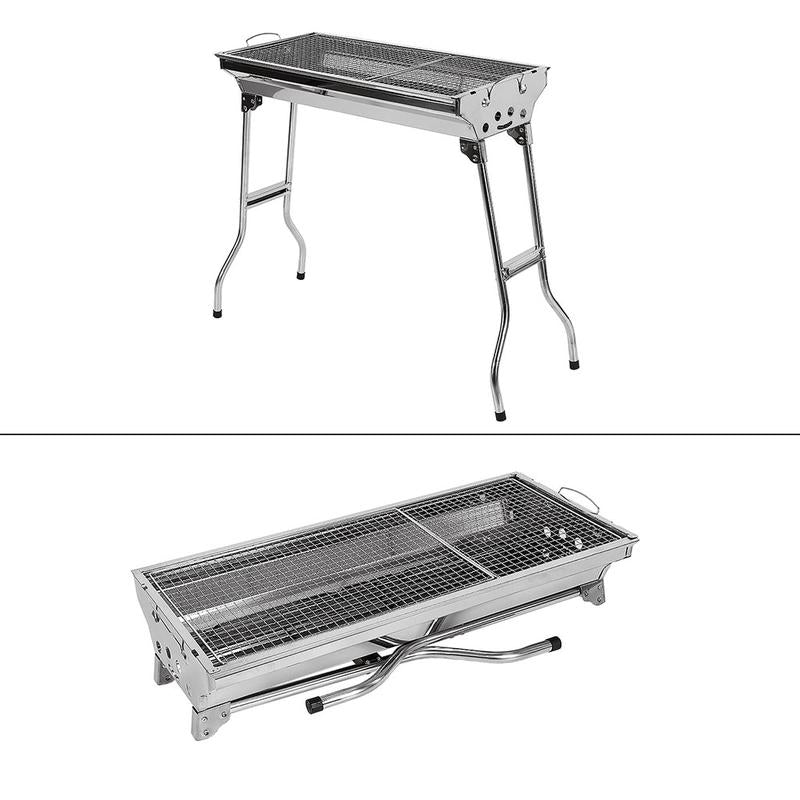 Klappbarer Holzkohlegrill aus Edelstahl für den Garten -73*33,5*70 cm tragbarer, klappbarer Grill -aus Edelstahl