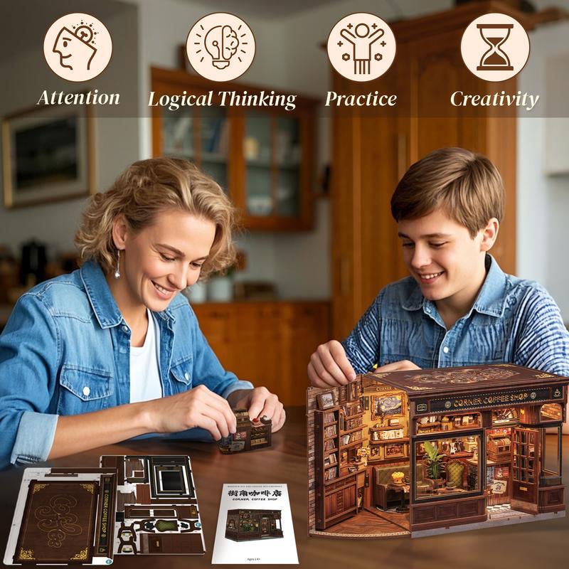 DIY-Buch-Kit, Miniatur-Puppenhaus mit LED-Licht, Staubschutzhülle