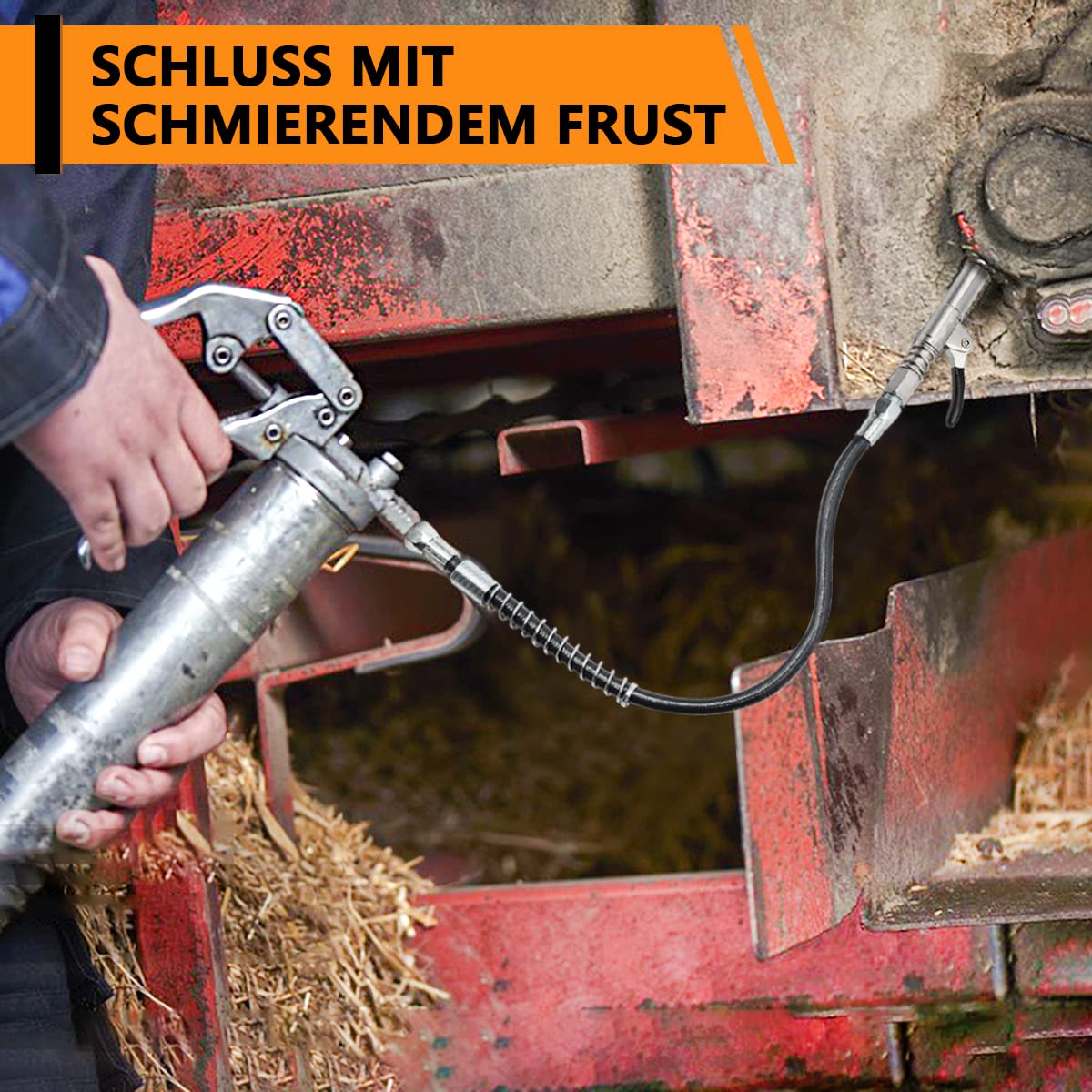 🔩 50% RABATT JETZT! ✨ Fettkupplungen mit Federflexschlauch - 360° Schwenkbarer Anschluss für Industrielle und Fahrzeugwartung 🚗⚙️