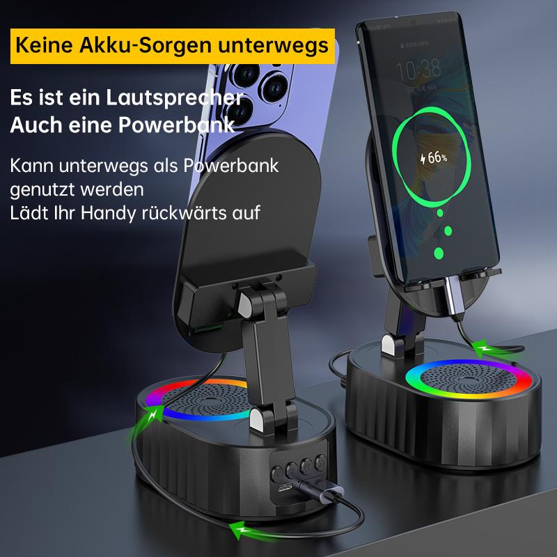 5-in-1 Handyhalterung mit kabellosem induktivem Audio-Bluetooth-Lautsprecher