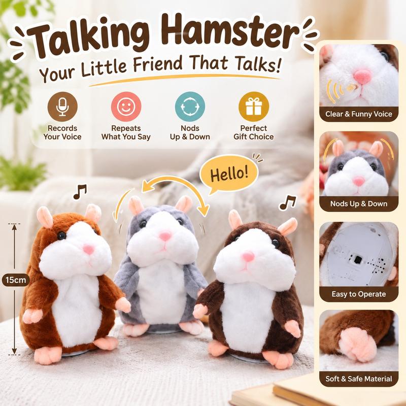 🔥50 % Rabatt🔥Sprechender Hamster als Plüschtier – wiederholt alles, was man sagt, schüttelt automatisch den Kopf, urkomischer Spaß für Kinder und Erwachsene