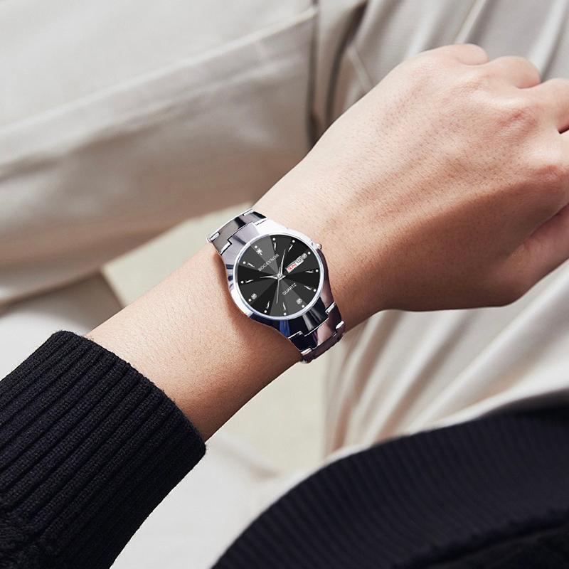 Herrenuhr mit rundem Zifferblatt, für Freizeit und Business, mit Quarzwerk
