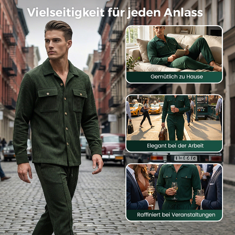 🔥Herren-Set aus Waffel-Button-Down-Jacke und Hose