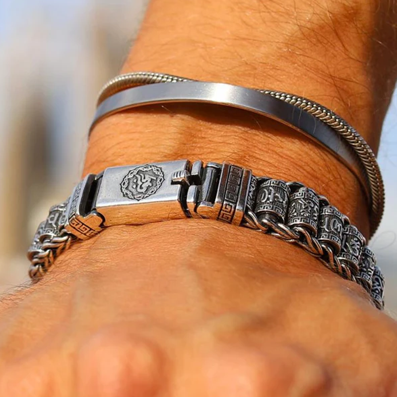 💎 50 % RABATT! 💎 Tibetisches Gebetsmühlen-Armband – 925er Sterlingsilber, Glücksbringer & Valentinstagsgeschenk