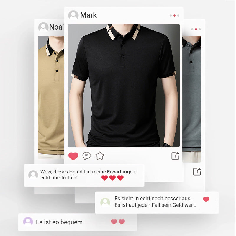 🔥Herren Stretch Ice Silk Kurzarm-T-Shirt mit Revers