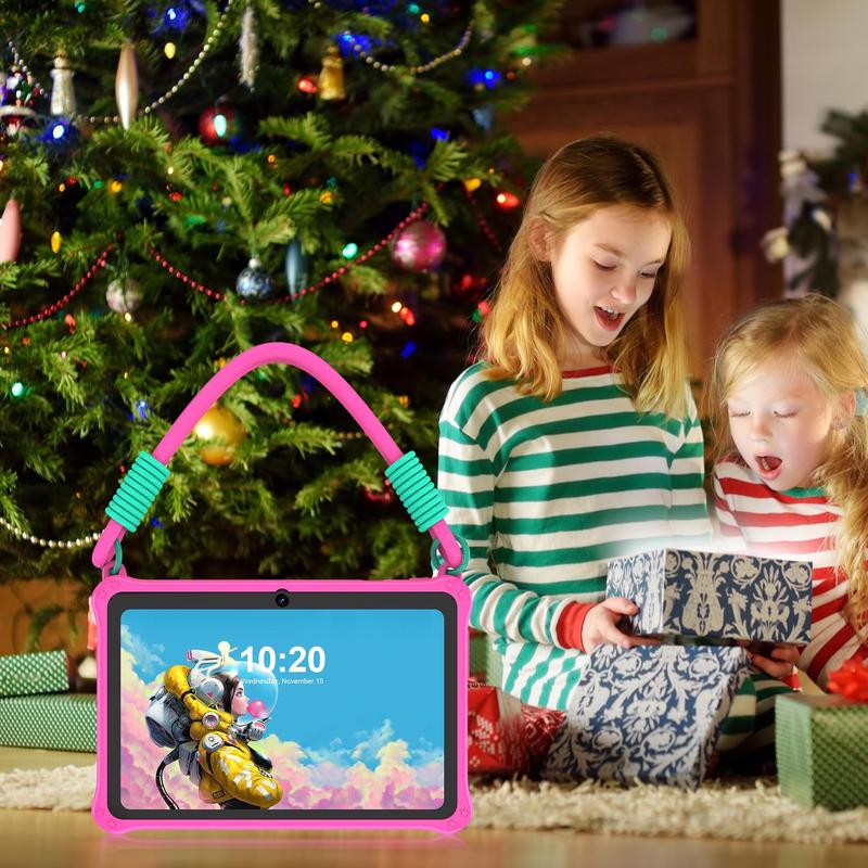 7-Zoll-Kinder-Tablet mit Android 13 OS, 4 GB RAM, 32 GB Speicher, Dual-Kamera, Silikonhülle, Bluetooth-kompatibel und WLAN-fähig, für lernende Kinder