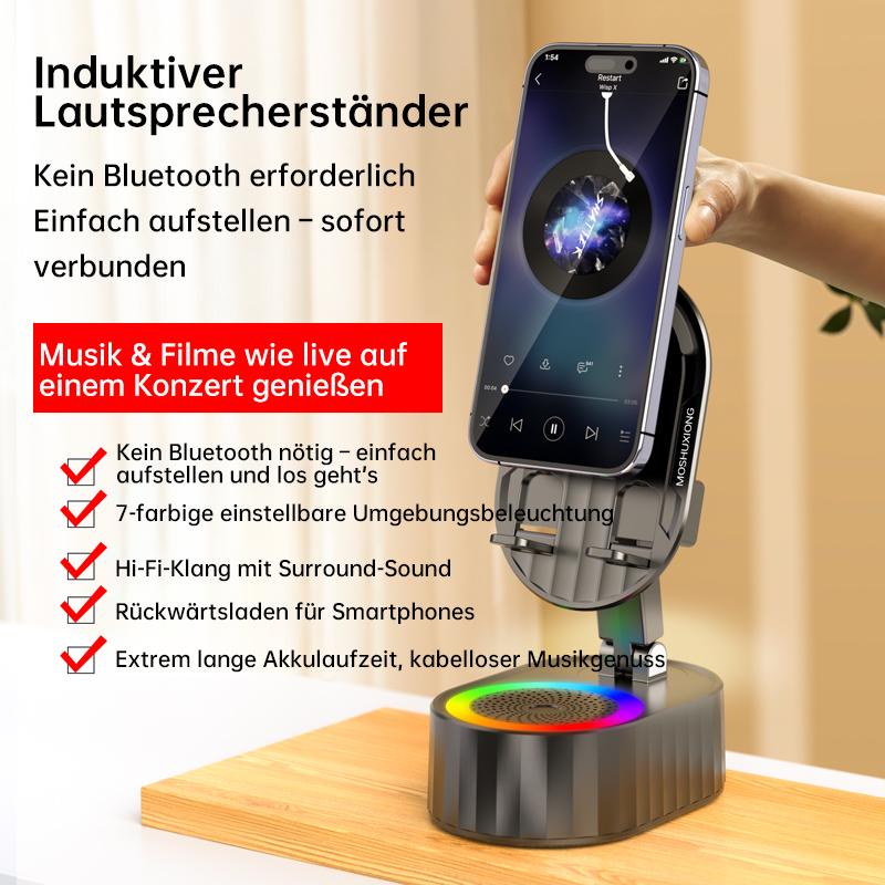 5-in-1 Handyhalterung mit kabellosem induktivem Audio-Bluetooth-Lautsprecher