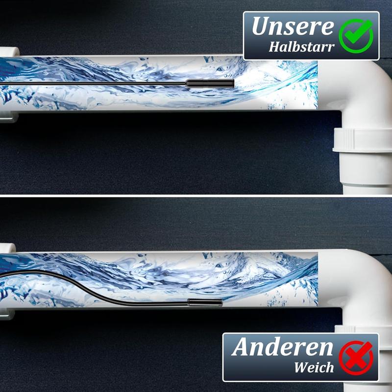 1920P HD Endoskop-Kamera mit 8 einstellbaren LED-Leuchten, 3.5m halbstarre Schlangenkamera, IP67 wasserdicht, Inspektionskamera für iOS und Android