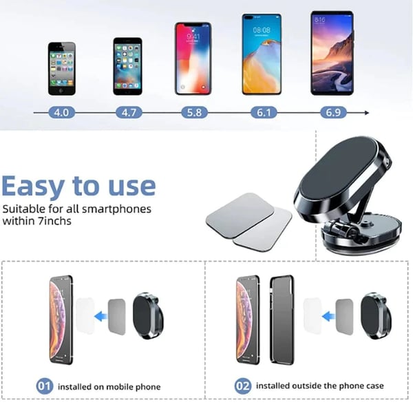 🚗 50% RABATT 🧲 Magnetischer Handyhalter – 360° drehbar, faltbar & stabil 📱