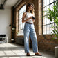 Damen-Jeans mit hoher Taille und verkürztem Schnitt