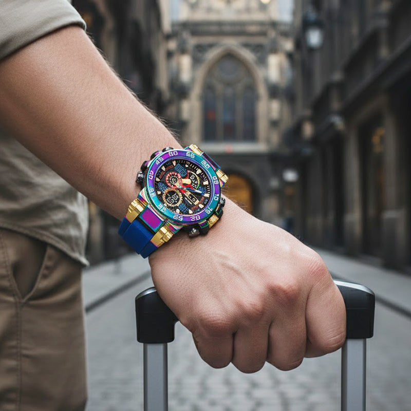 🎨Farbenfrohe Herrenuhr im Punk-Stil mit Quarzwerk