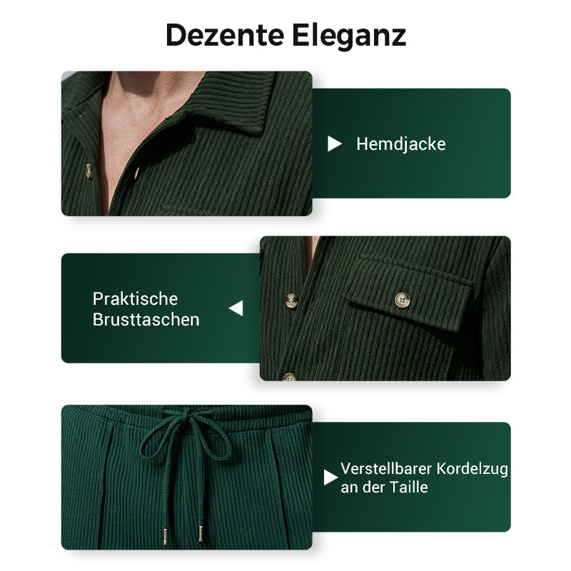 🔥Herren-Set aus Waffel-Button-Down-Jacke und Hose