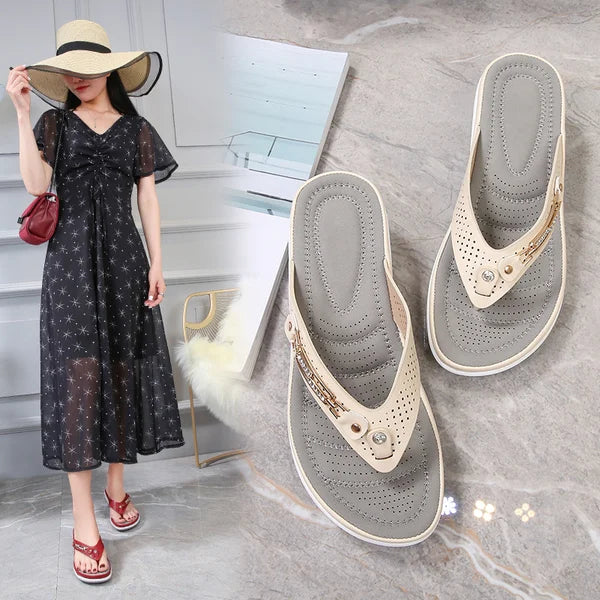 🎁2025 Neues Design der offenen Form✨🩴Weich gepolsterte Damen-Flip-Flop-Sandalen