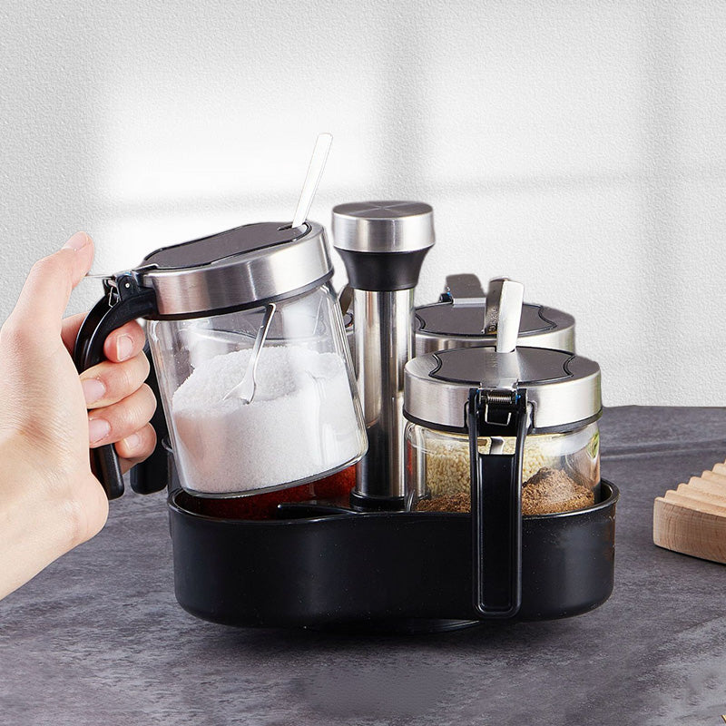 Gewürz-Organizer-Set aus Glas mit drehbarem Ständer