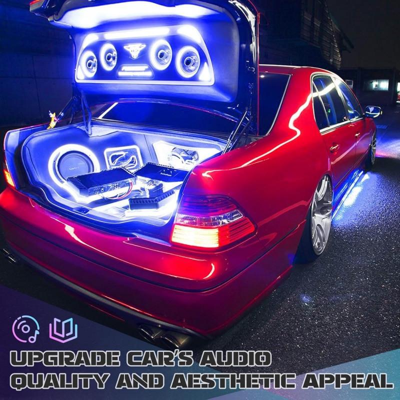 1200W 10'' Untersitz-Aktiv-Subwoofer +Kabelset&Licht Auto Bassbox Kompakt Lautsprecher