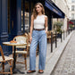 Damen-Jeans mit hoher Taille und verkürztem Schnitt