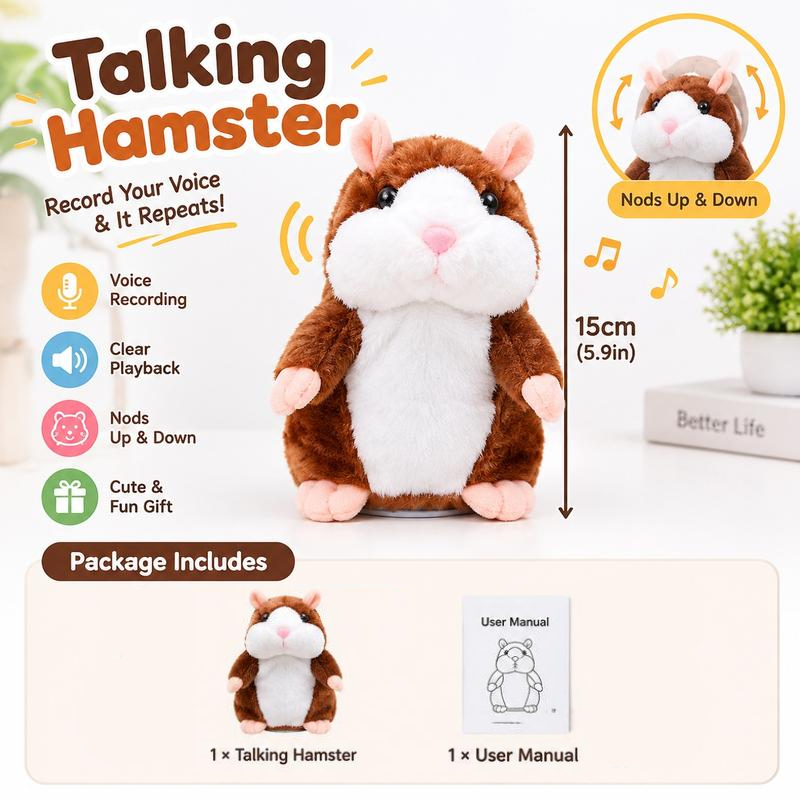 🔥50 % Rabatt🔥Sprechender Hamster als Plüschtier – wiederholt alles, was man sagt, schüttelt automatisch den Kopf, urkomischer Spaß für Kinder und Erwachsene