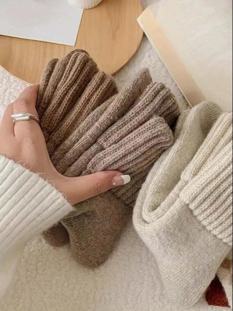 Nyzfexk Damen-Socken, halbhohe, solide, weiche, bequeme, warme Socken für Herbst und Winter