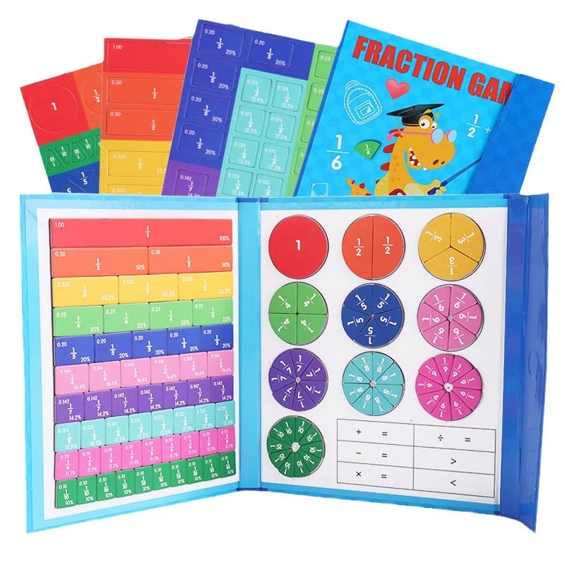 🧩 🎨Magnetisches Montessori-Bruchpuzzle aus Holz für Kinder