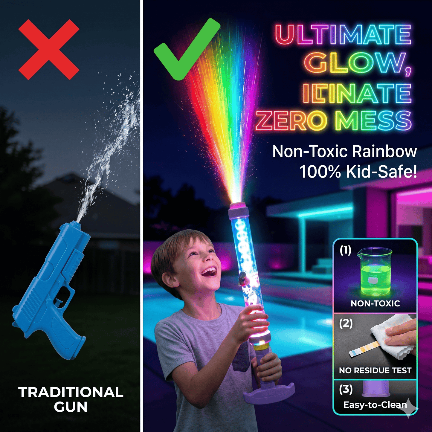 🌈 Leuchtende Regenbogen-LED-Wasserpistole | Sommerlicher Spaß, der wie von Zauberhand zum Leben erwacht!