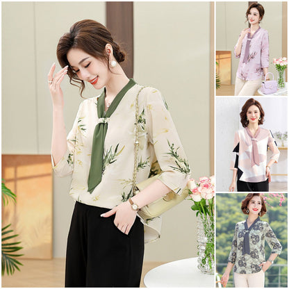 🔥Buy 2 get free shipping🔥Summer Fashion V-Neck Flutter Belt Chiffon Shirt