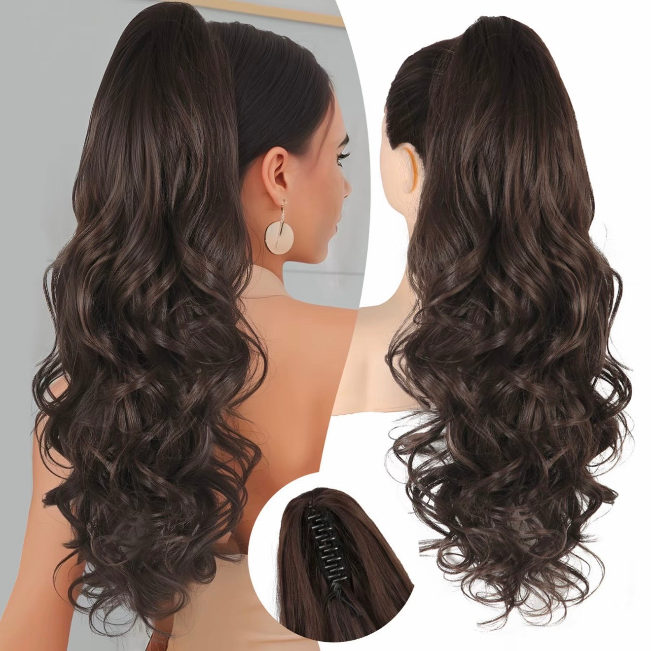 💜Zeitlich begrenzte Aktion 50 % Rabatt💜Clip-on-Haarverlängerung für welligen Pferdeschwanz