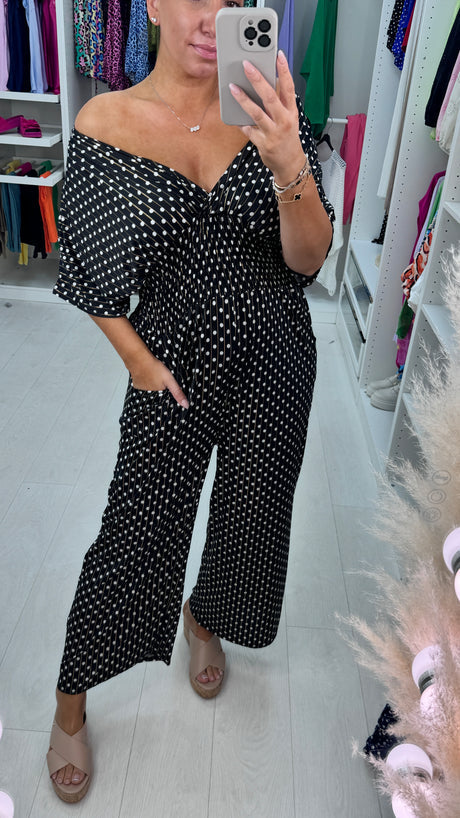 🔥HOT SALE 50% OFF💝Polka Dot Printed Elastic Waist Jumpsuit