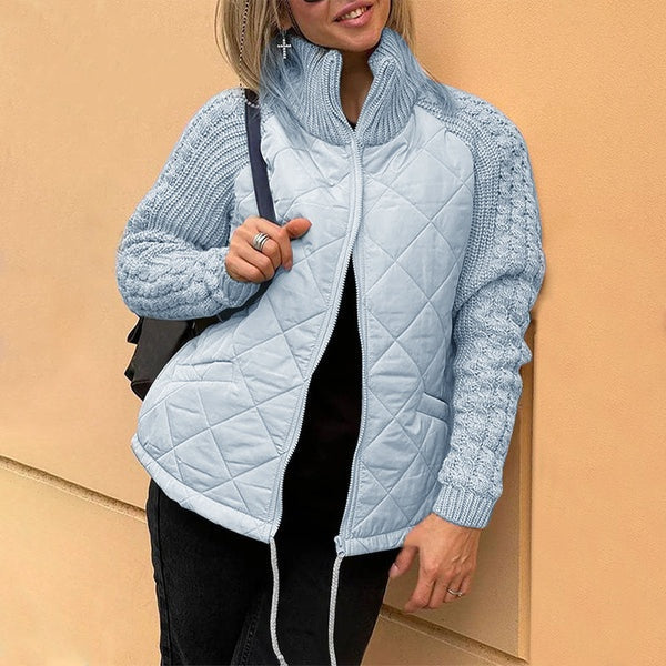 💥Top-Seller-Ausverkauf 2025: 40 % Rabatt🔥Gestrickte Patchwork-Pufferjacke für Damen