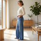 Damen-Vintage-Hochbund-Weitbeinjeans
