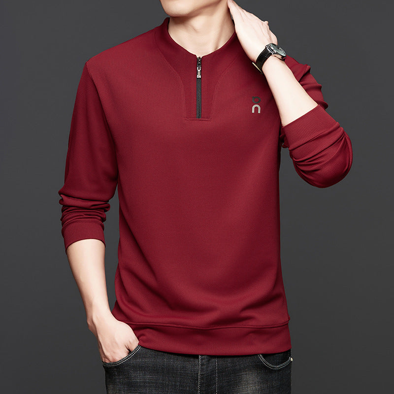 Herren-Pullover mit halbem Reißverschluss und Rundhalsausschnitt