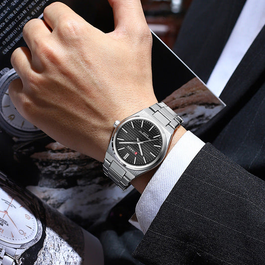 💎Herrenuhr mit einfachem Business-Stahlarmband