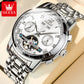 Automatische Herrenuhr Automatikaufzug Blau Edelstahl Tourbillon Mechanisch Leuchtend Wasserdicht Kalender Chronograph Business Luxus Mode