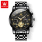 Automatische Herrenuhr Automatikaufzug Blau Edelstahl Tourbillon Mechanisch Leuchtend Wasserdicht Kalender Chronograph Business Luxus Mode