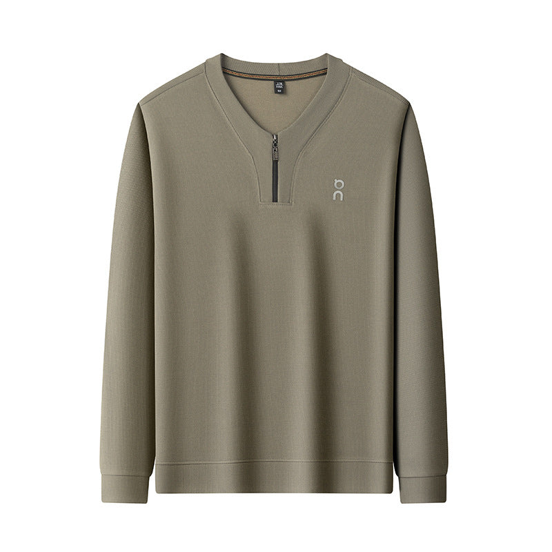 Herren-Pullover mit halbem Reißverschluss und Rundhalsausschnitt